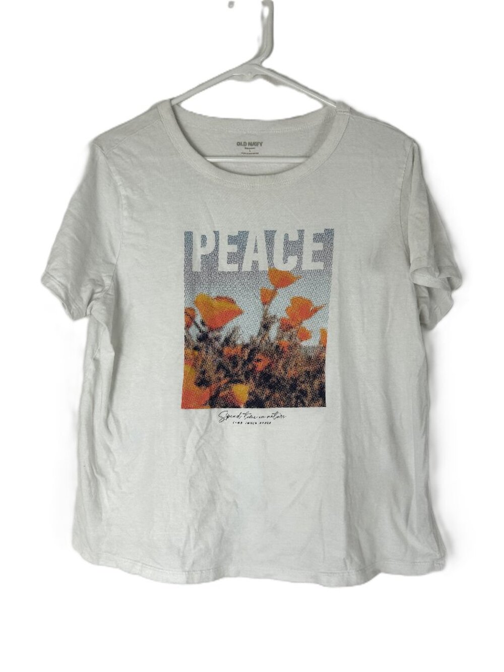 Old Navy Peach and Poppy Boxy T Shirt White L